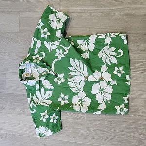 Alohawears Green Hawaiian Button Down Boys Size 6